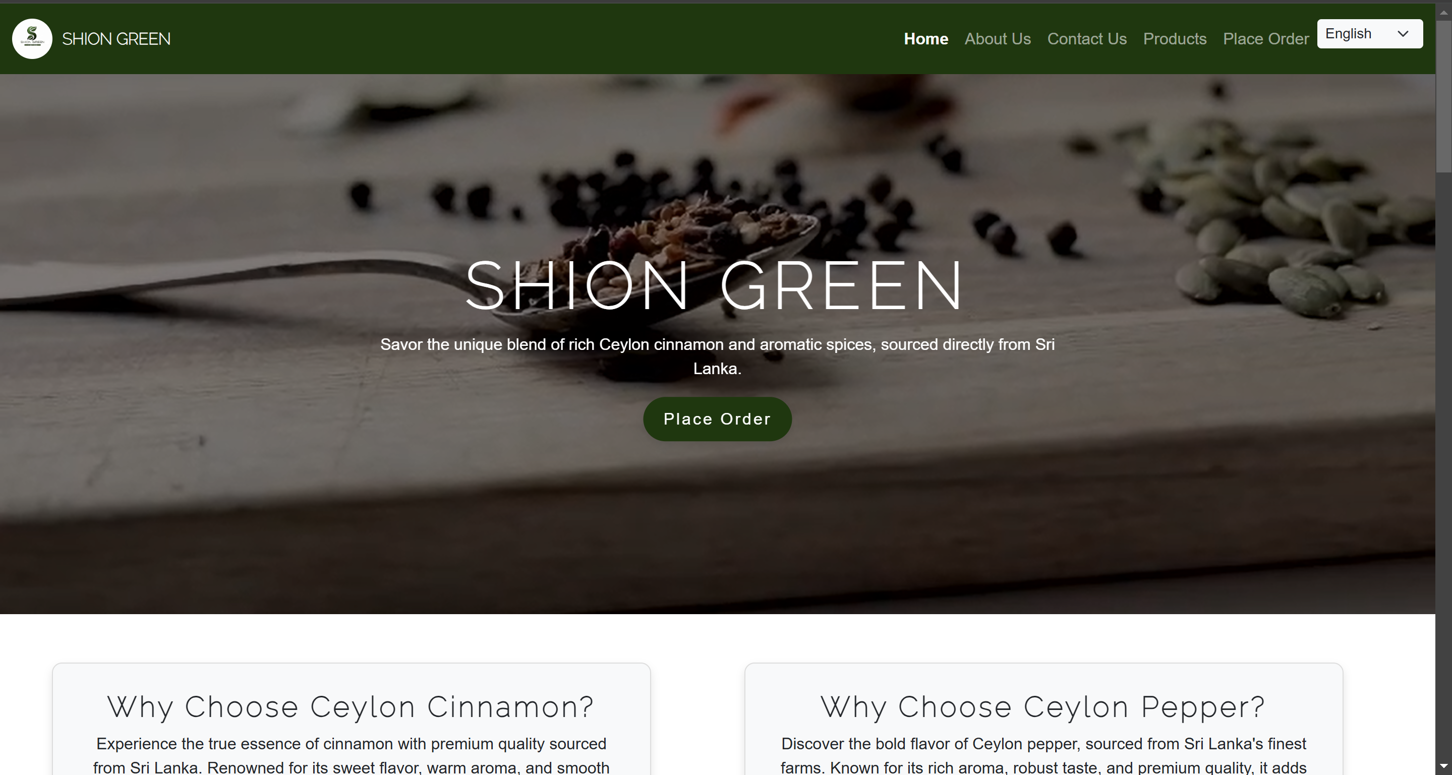Shion Green - Online Spices Selling Website